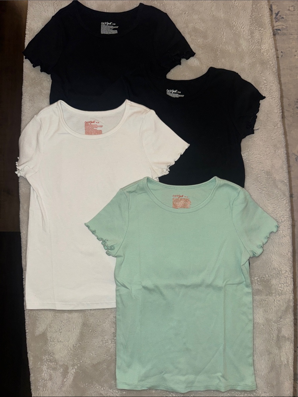 Cat & Jack Black, White & Mint Ruffle Sleeve Tee Set